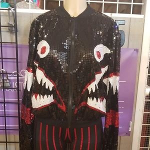 Cute Red and Black Sequence Jacket